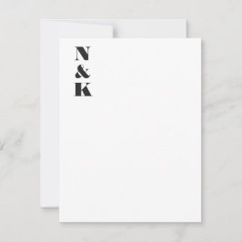 Minimalistisk Modern Monogram Initialer Svart Vitt Tack Kort