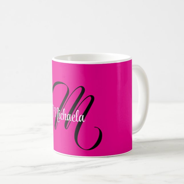 Minimalistisk modern monogram initialt namn varmt  kaffemugg (Framsida höger)