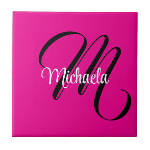 Minimalistisk modern monogram initialt namn varmt kakelplatta