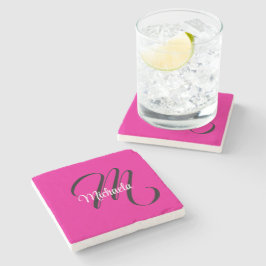 Minimalistisk modern monogram initialt namn varmt  stenunderlägg