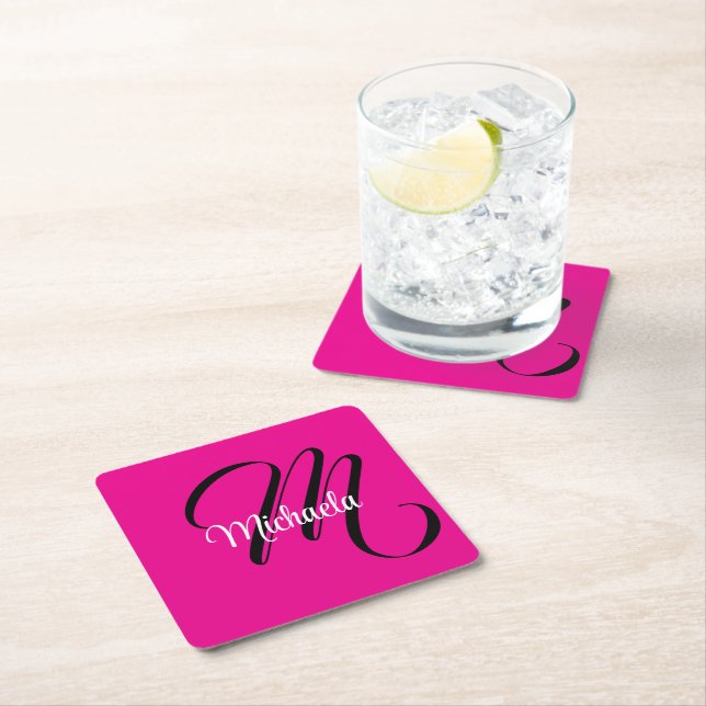Minimalistisk modern monogram initialt namn varmt  underlägg papper kvadrat (Insitu)