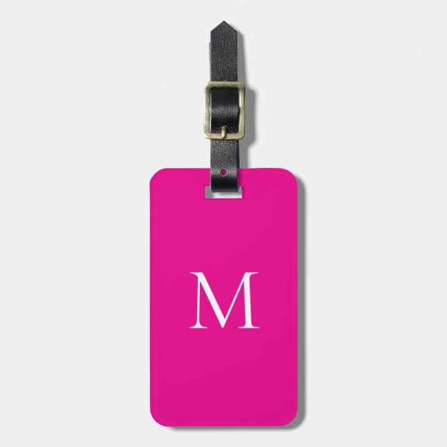 Minimalistisk modern monogram-Magenta Bagagebricka (Vertikal Framsida)