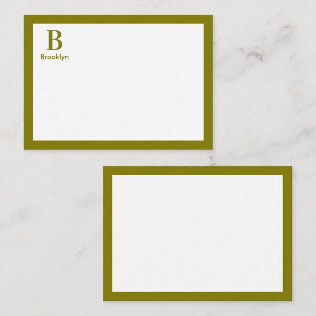 Minimalistisk Modern Monogram med Ram Anteckningskort (Fram/baksida)