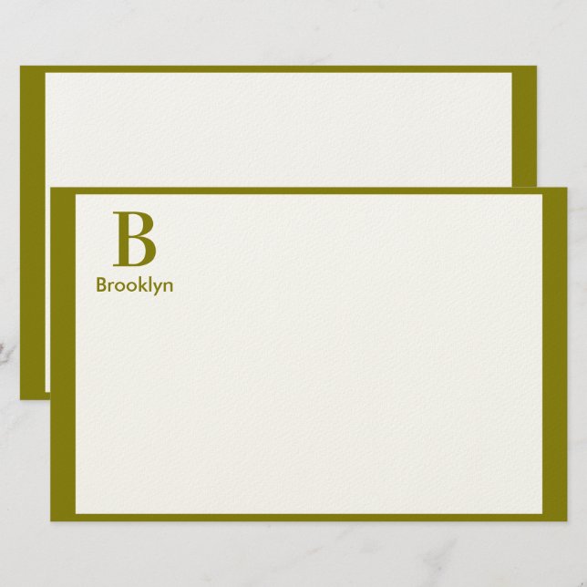 Minimalistisk Modern Monogram med Ram Brevpapper (Fram/baksida)