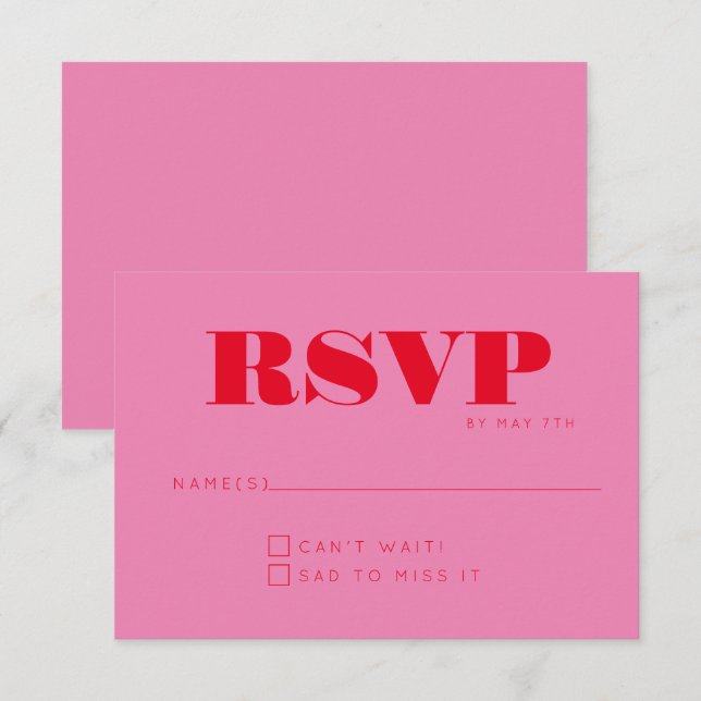 Minimalistisk Modern Monogram Rosa Red Chic Bröllo OSA Kort (Fram/baksida)