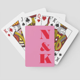 Minimalistisk Modern Monogram Rosa Red Personligt  Casinokort