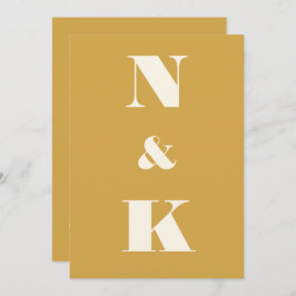 Minimalistisk Modern Monogram Saffron Gult Bröllop Inbjudningar