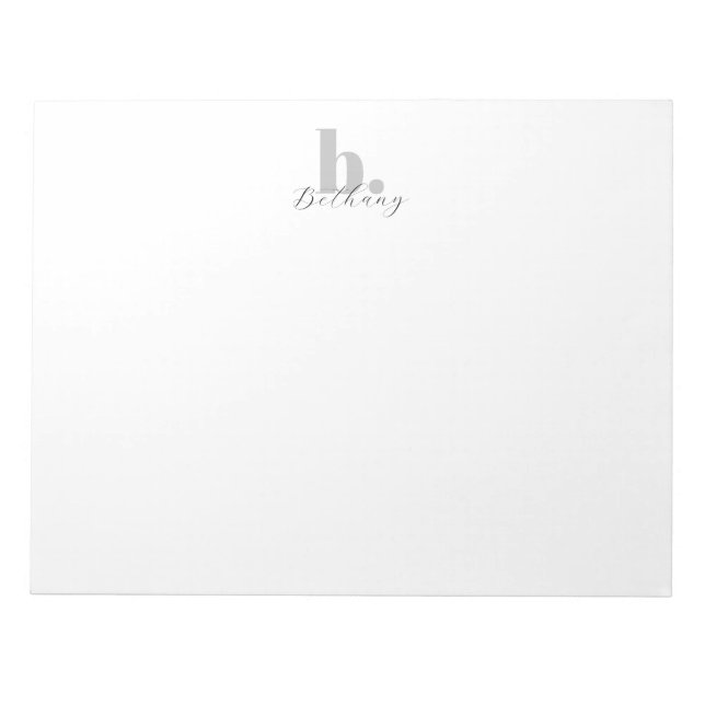 Minimalistisk Modern Monogram Skriptnamn  Anteckningsblock (Framsida)
