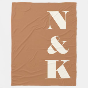 Minimalistisk modern monogram Terracotta Bröllop Fleecefilt