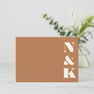 Minimalistisk Modern Monogram Terracotta Chic Bröl Anteckningskort