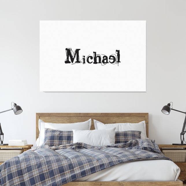Minimalistisk modern monogramnamn svart grått canvastryck (Insitu (sovrum))