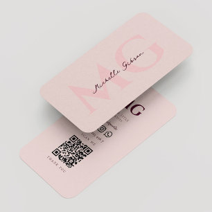Minimalistisk modern monogramRosa Aestesisk Visitkort