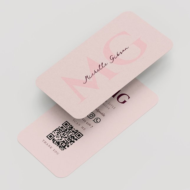 Minimalistisk modern monogramRosa Aestesisk Visitkort (Minimalist Modern Monogram Pink Aesthetic Business Card
)