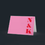 Minimalistisk modern monogramRosa och Röda Bröllop Tack Kort<br><div class="desc">Minimalistiskt modernt monogram Rosa och Röda Bröllop tackkort</div>