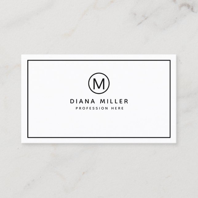 minimalistisk modern monogramvit professionell visitkort (Framsida)