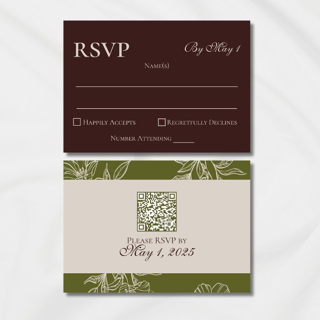 Minimalistisk Modern Mousse Brown QR-Bröllop OSA (Modern Elegant Mousse Brown Wedding Suite Theme with options to personalize for your special day.)