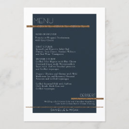 Minimalistisk Modern Navy Antiqued Guld White Menu Inbjudningar