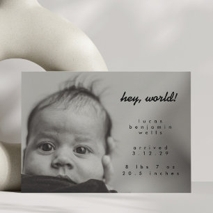 Minimalistisk Modern Ny Bebis Anpassad Foto Födels Meddelande
