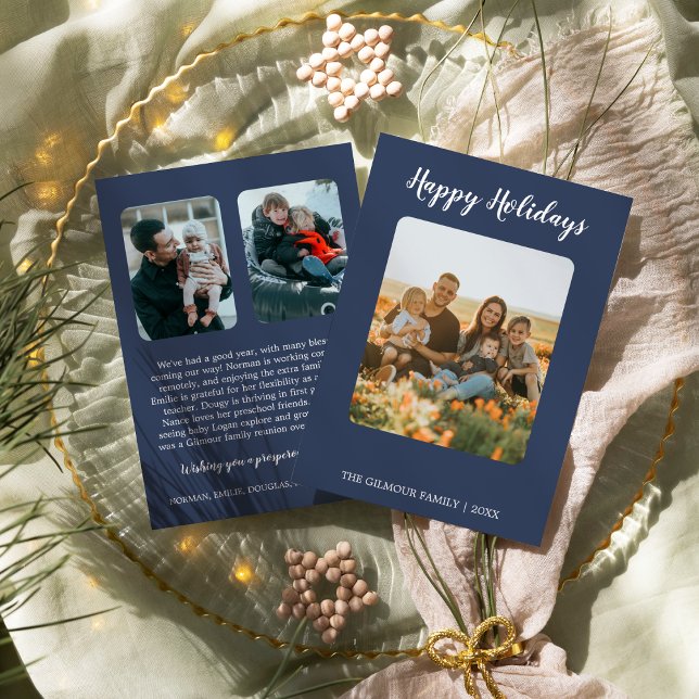 Minimalistisk modern|Nyheter i Blue 3 Photo Glad h Julkort (Skapare uppladdad)