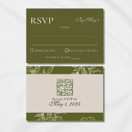 Minimalistisk modern Oliv grönt QR-Bröllop OSA