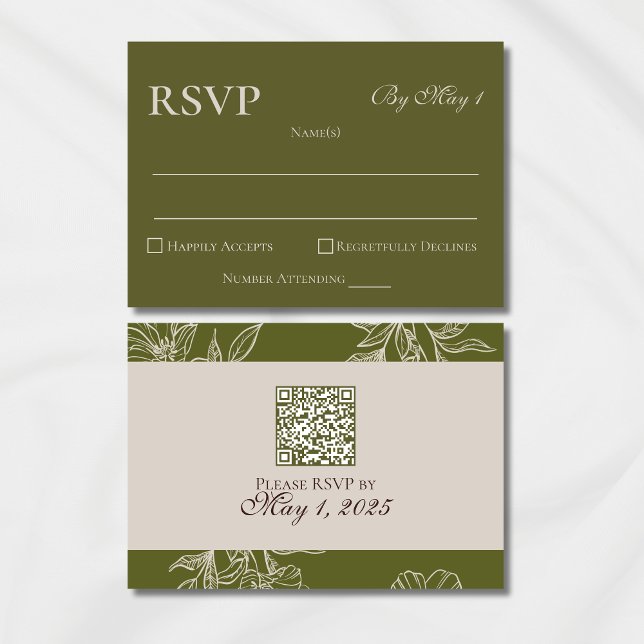 Minimalistisk modern Oliv grönt QR-Bröllop OSA (Modern Elegant Mousse Brown Wedding Suite Theme with options to personalize for your special day.)