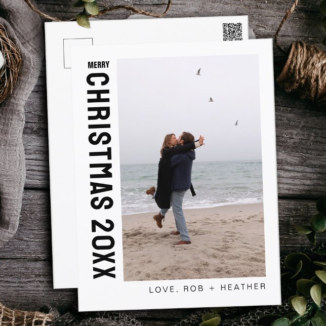 Minimalistisk Modern One Photo Personlig-jul Helg Vykort (Skapare uppladdad)