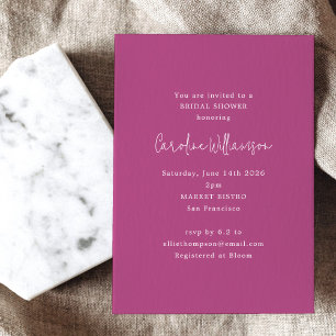 Minimalistisk Modern Orchid Magenta-Möhippa Inbjudningar