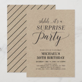 Minimalistisk modern överraskning 30års födelsedag inbjudningar