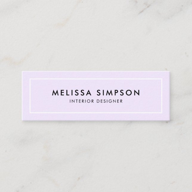 Minimalistisk Modern Pastel-Lila Mini Visitkort (Framsida)
