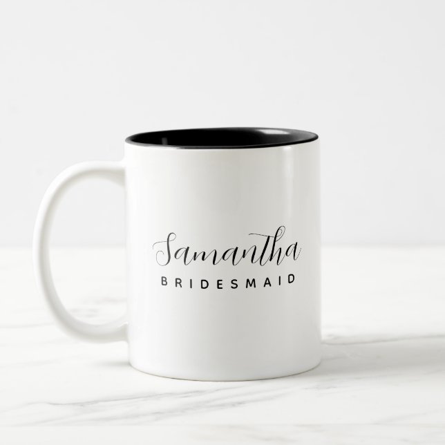 Minimalistisk modern Personlig Bridesmaid Gift Två-Tonad Mugg (Vänster)