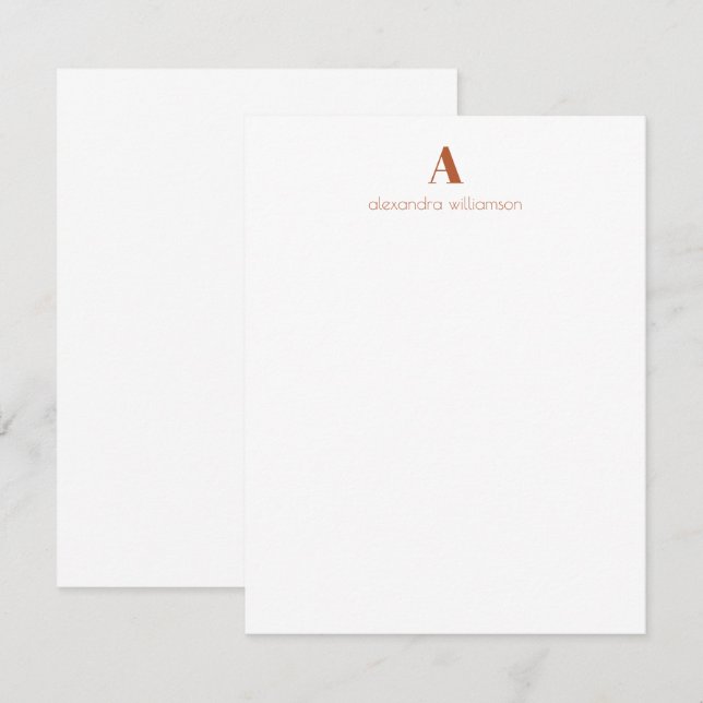 Minimalistisk Modern Personlig Rust-Orange Anteckningskort (Fram/baksida)