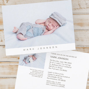 Minimalistisk Modern Photo Baptism Party-inbjudan Inbjudningar