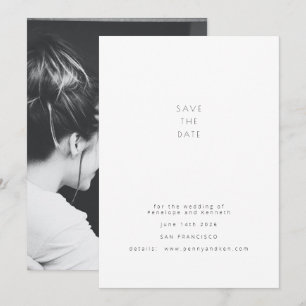 Minimalistisk Modern Photo Elegant White Bröllop Spara Datumet