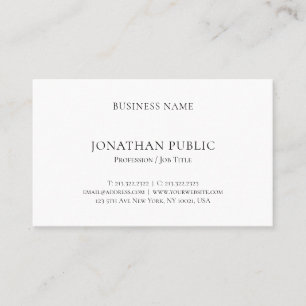 Minimalistisk Modern Professionell Elegant Vit Enk Visitkort