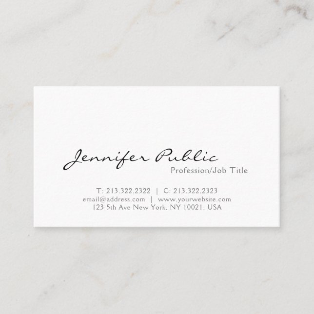 Minimalistisk Modern Professionell-Elegant vit Visitkort (Framsida)