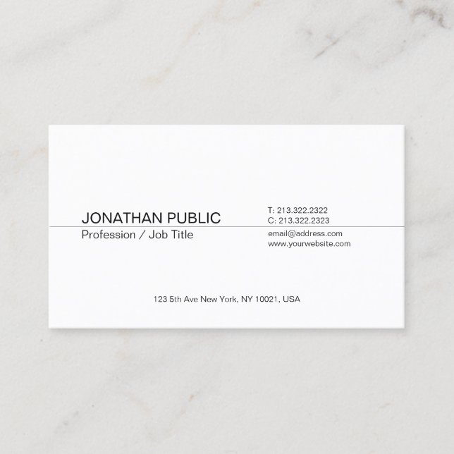 Minimalistisk Modern Professionell Elegant White P Visitkort (Framsida)