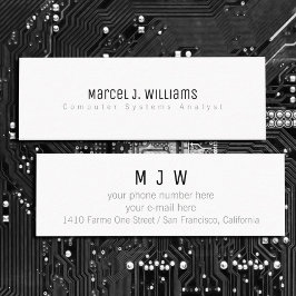 Minimalistisk modern professionell enkel vit mini visitkort