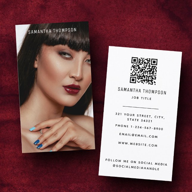 Minimalistisk modern Professionell-fotografi QR-ko Visitkort (Minimalist Modern Professional Photography QR Code Business Card)