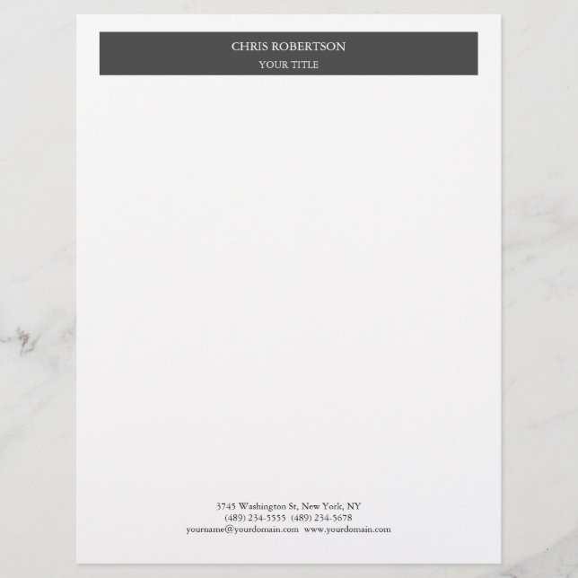 Minimalistisk Modern Professionell Grått White Brevhuvud (Framsida)