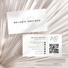 Minimalistisk Modern Professionell Monogram QR-kod Visitkort