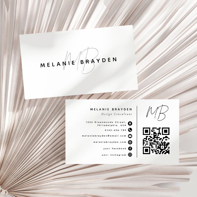 Minimalistisk Modern Professionell Monogram QR-kod Visitkort (Skapare uppladdad)