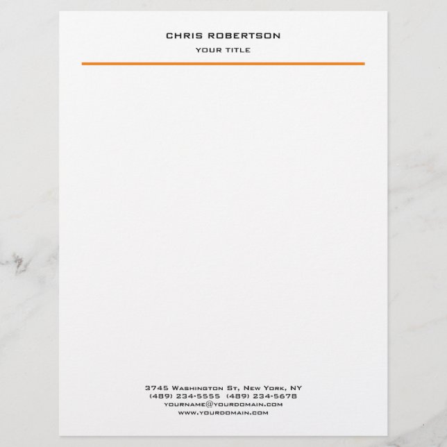 Minimalistisk Modern Professionell-Orange vit Brevhuvud (Framsida)