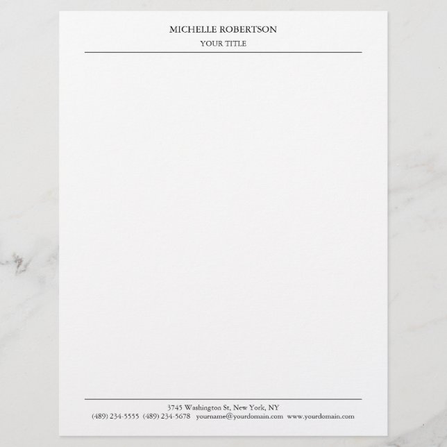 Minimalistisk modern Professionell - vanlig klassi Brevhuvud (Framsida)