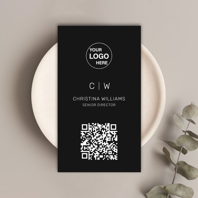Minimalistisk modern QR-kod, Monogram Namn Visitkort (Minimalist Modern QR Code Monogram Name Business Card)