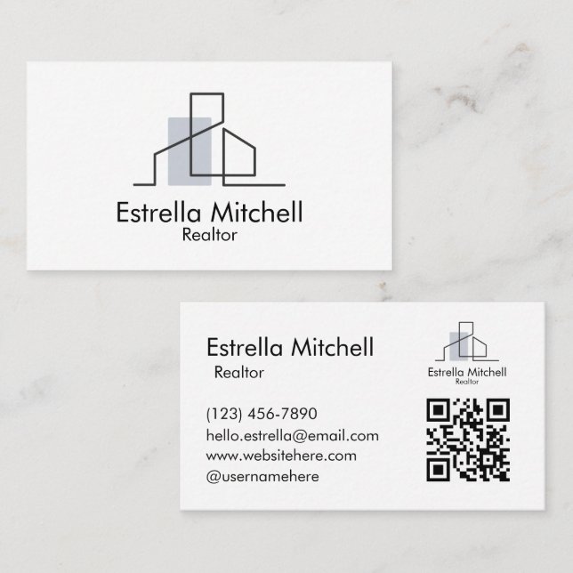 Minimalistisk Modern Realtor Professionell Sleek S Visitkort (Fram/baksida)