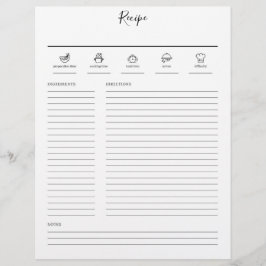 Minimalistisk Modern Recept Kokbok Blad Sida