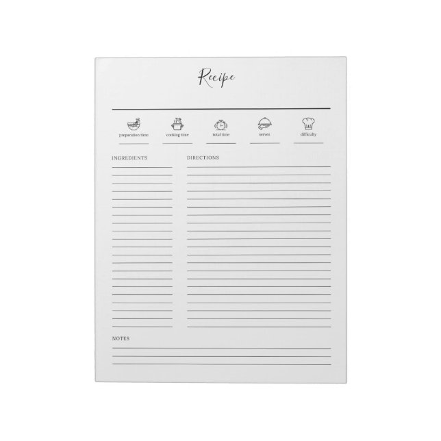Minimalistisk Modern Receptbok Anteckningsblock (Roterad)