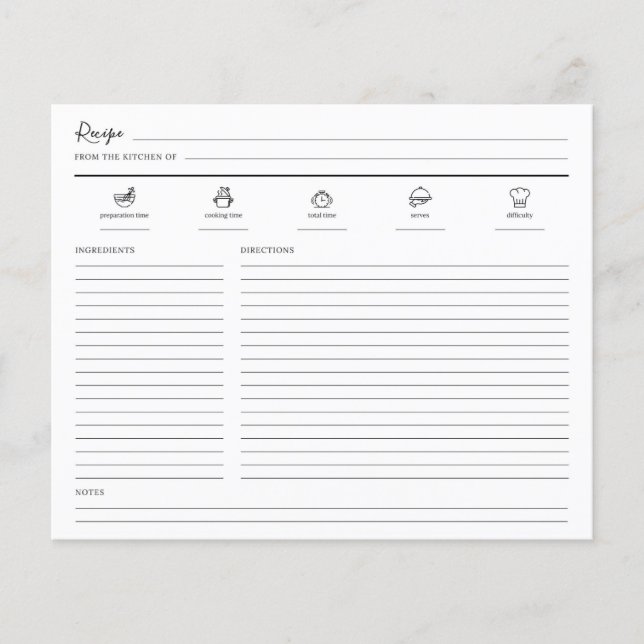 Minimalistisk Modern Recipe Lakan Cookbook Page (Framsida)