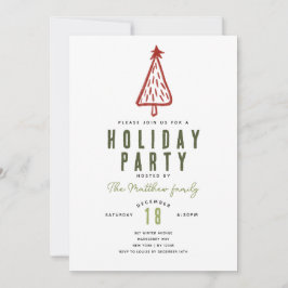 Minimalistisk Modern Red Julgran Helgdag Inbjudningar