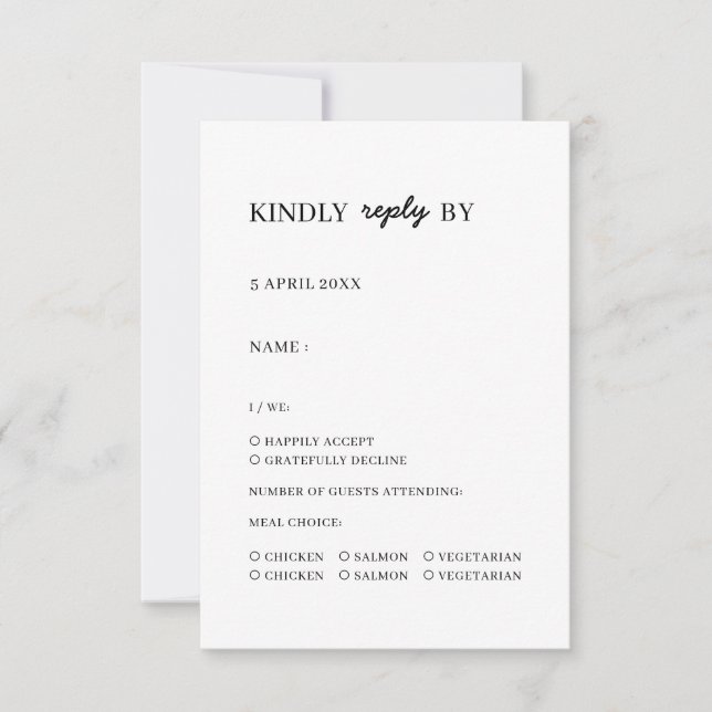 Minimalistisk Modern Ren Bröllops-RSVP-Design OSA Kort (Framsida)